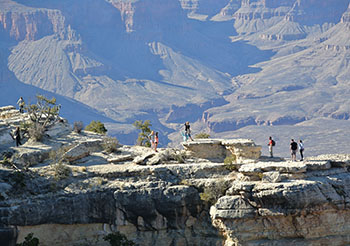 Taking in a view of the Grand Canyon.