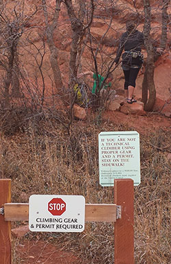 Climbers getting ready to scale the red rocks of Garden of the Gods.
