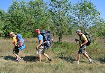 Backpackers at Sleeping Bear Dunes National Lakeshore.