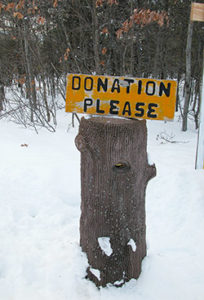 The old donation pipe at the Loud Creek Ski Trail.